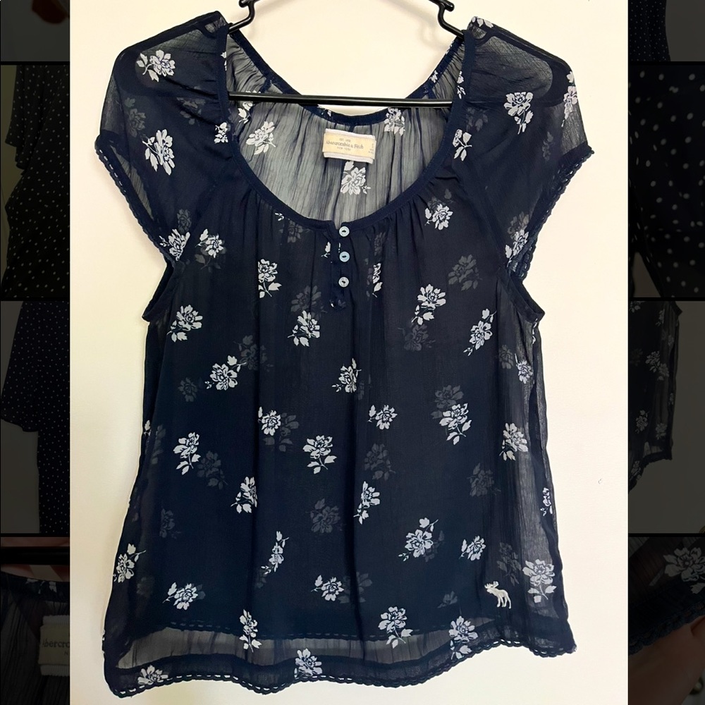 Abercrombie and Fitch Navy Floral Blouse